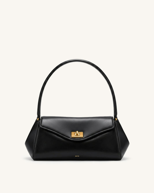 Lucia Turn-Lock Flap Shoulder Bag - Black | JW PEI