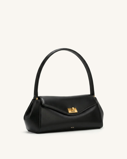 Lucia Turn-Lock Flap Shoulder Bag - Black | JW PEI