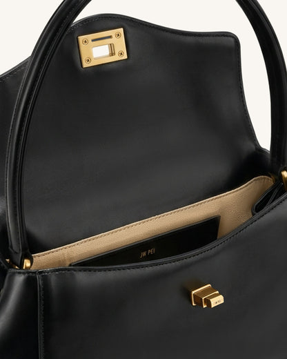 Lucia Turn-Lock Flap Shoulder Bag - Black | JW PEI