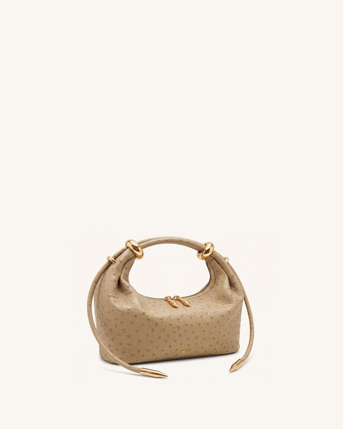 Ellie Metal Ring Embellished Top Handle Bag - Brown Apricot | JW PEI