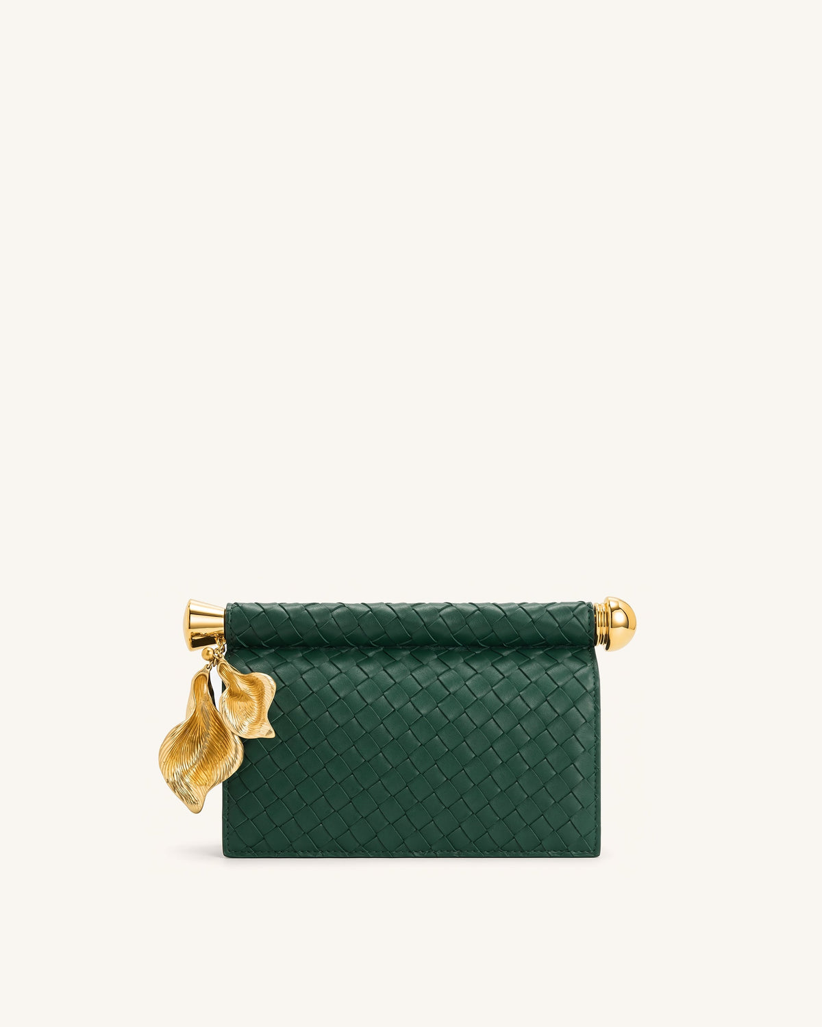 Holly Woven Metal Pendant Embellished Clutch - Dark Green | JW PEI