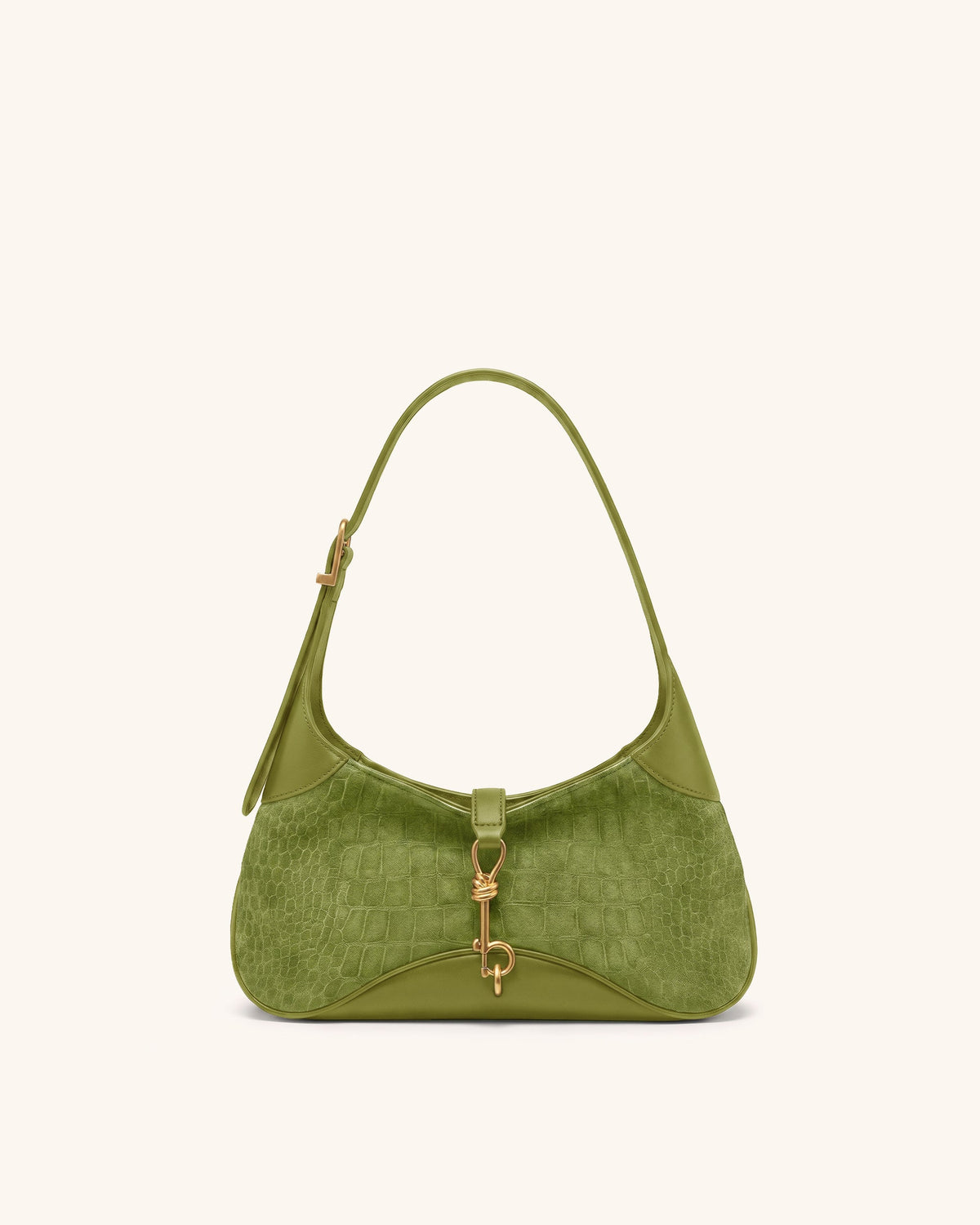 Juliette Faux Suede Key Charm East-West Shoulder Bag - Green Croc | JW PEI