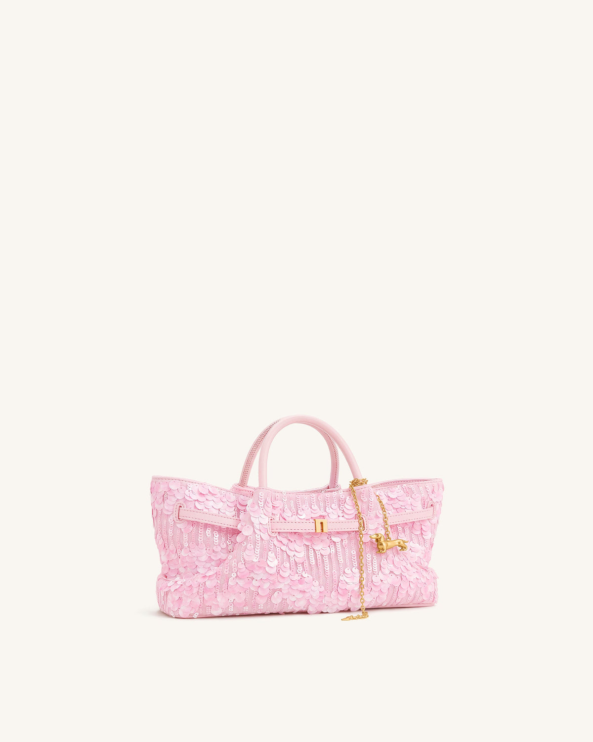 Maeve Sequin Dachshund Metal Charm Tote Bag - Pink | JW PEI