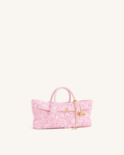 Maeve Sequin Dachshund Metal Charm Tote Bag - Pink | JW PEI
