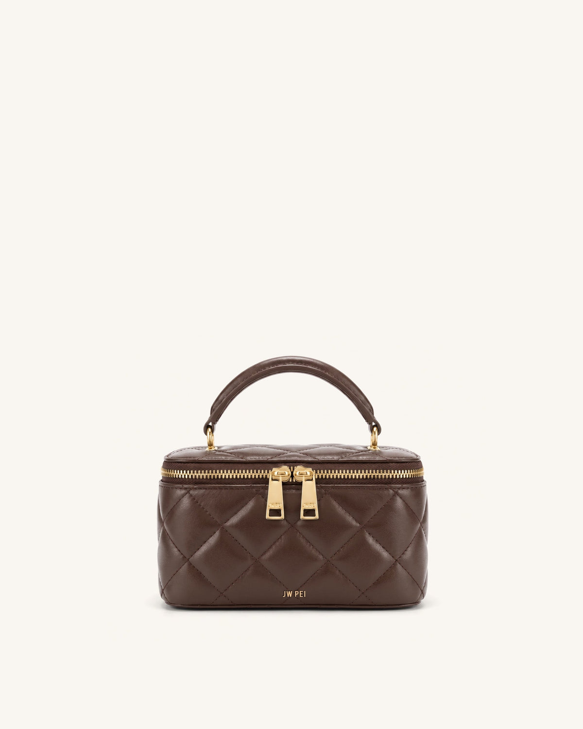 Vivienne Quilted Vanity Top Handle Bag - Dark Coffee Brown | JW PEI