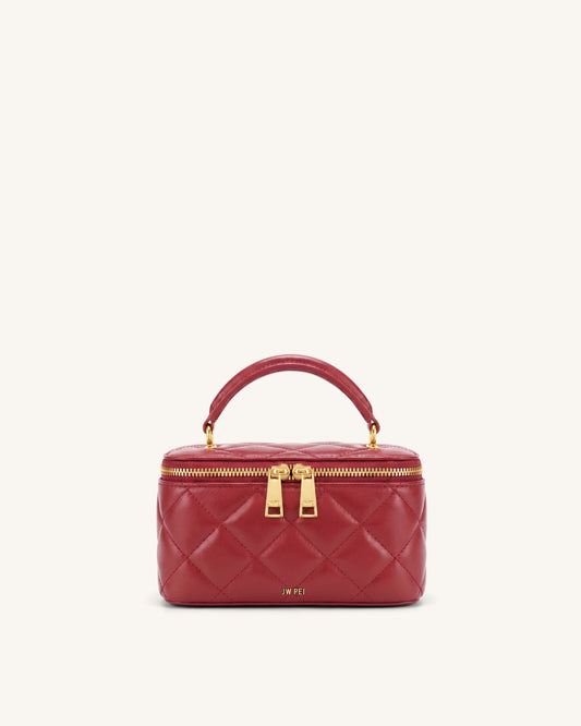 Vivienne Quilted Vanity Top Handle Bag - Cherry Red | JW PEI