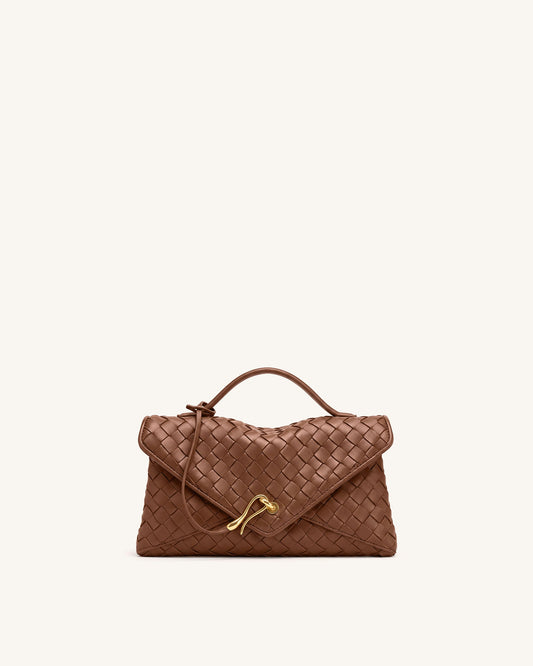 Celeste Woven Envelope Bag - Brown | JW PEI