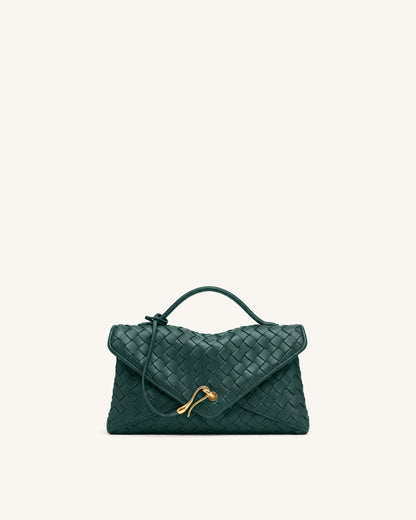 Celeste Woven Envelope Bag - Dark Ink Green | JW PEI