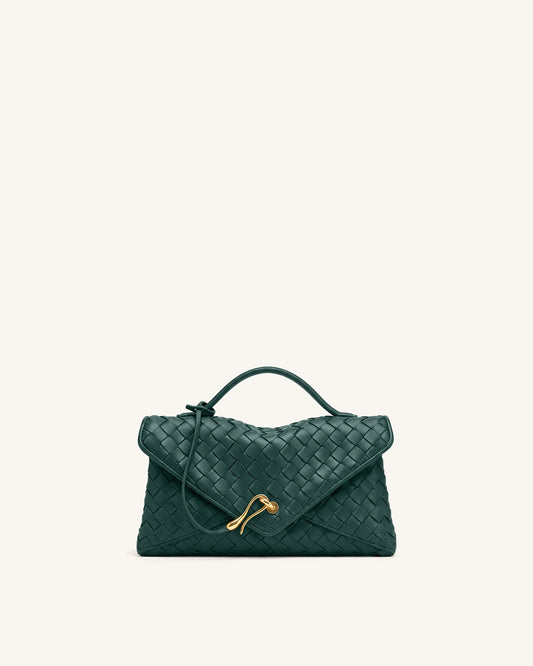 Celeste Woven Envelope Bag - Dark Ink Green | JW PEI