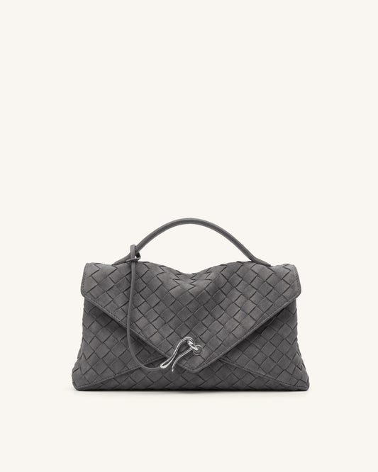 Celeste Faux Suede Woven Envelope Bag - Charcoal Gray | JW PEI
