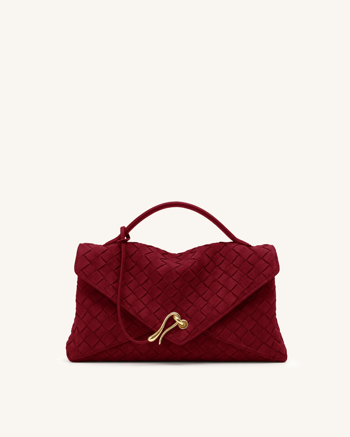 Celeste Faux Suede Woven Envelope Bag - Berry Red | JW PEI