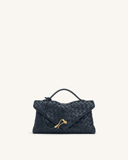 Celeste Woven Envelope Bag - Navy Blue | JW PEI