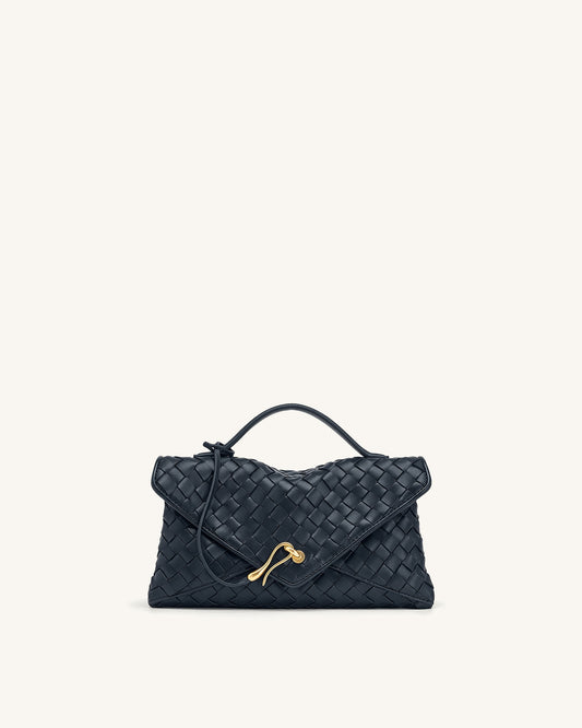 Celeste Woven Envelope Bag - Navy Blue | JW PEI