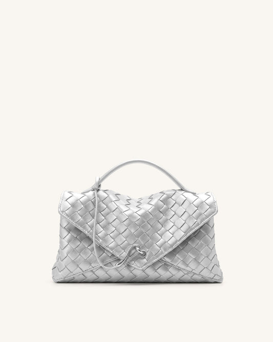 Celeste Woven Envelope Bag - Silver | JW PEI