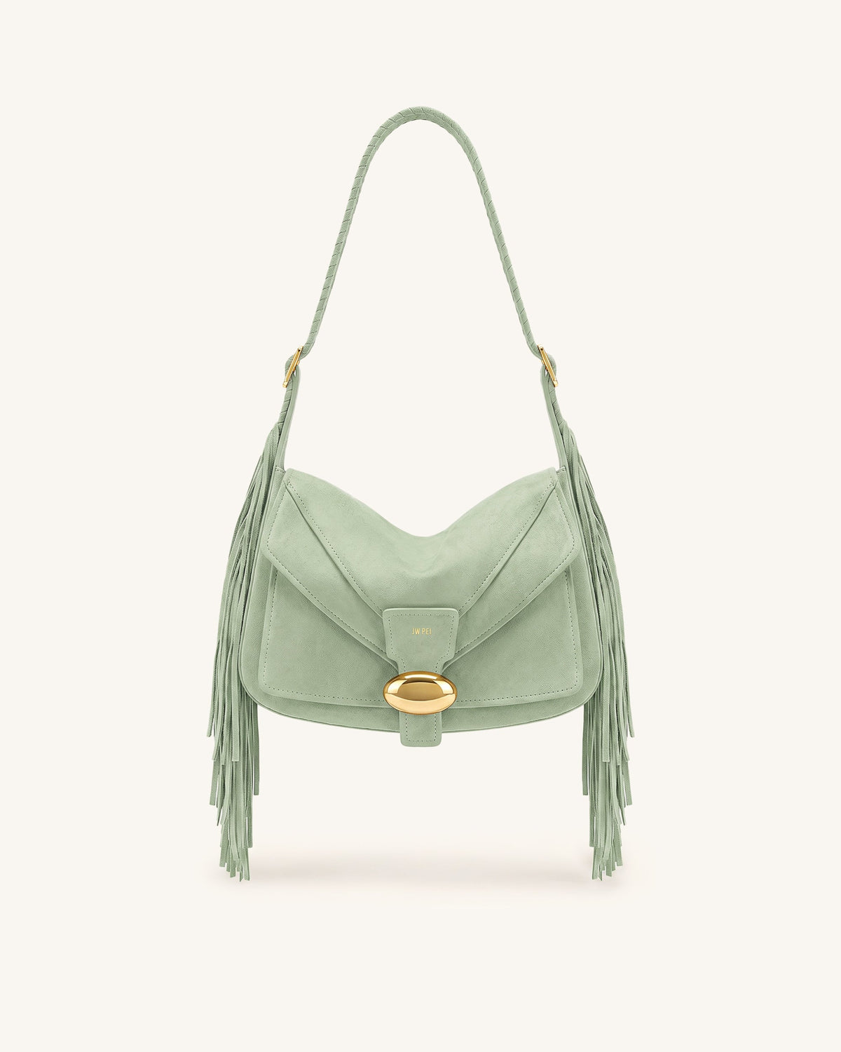 Avery Fringe Faux Suede Shoulder Bag - Mint Green | JW PEI