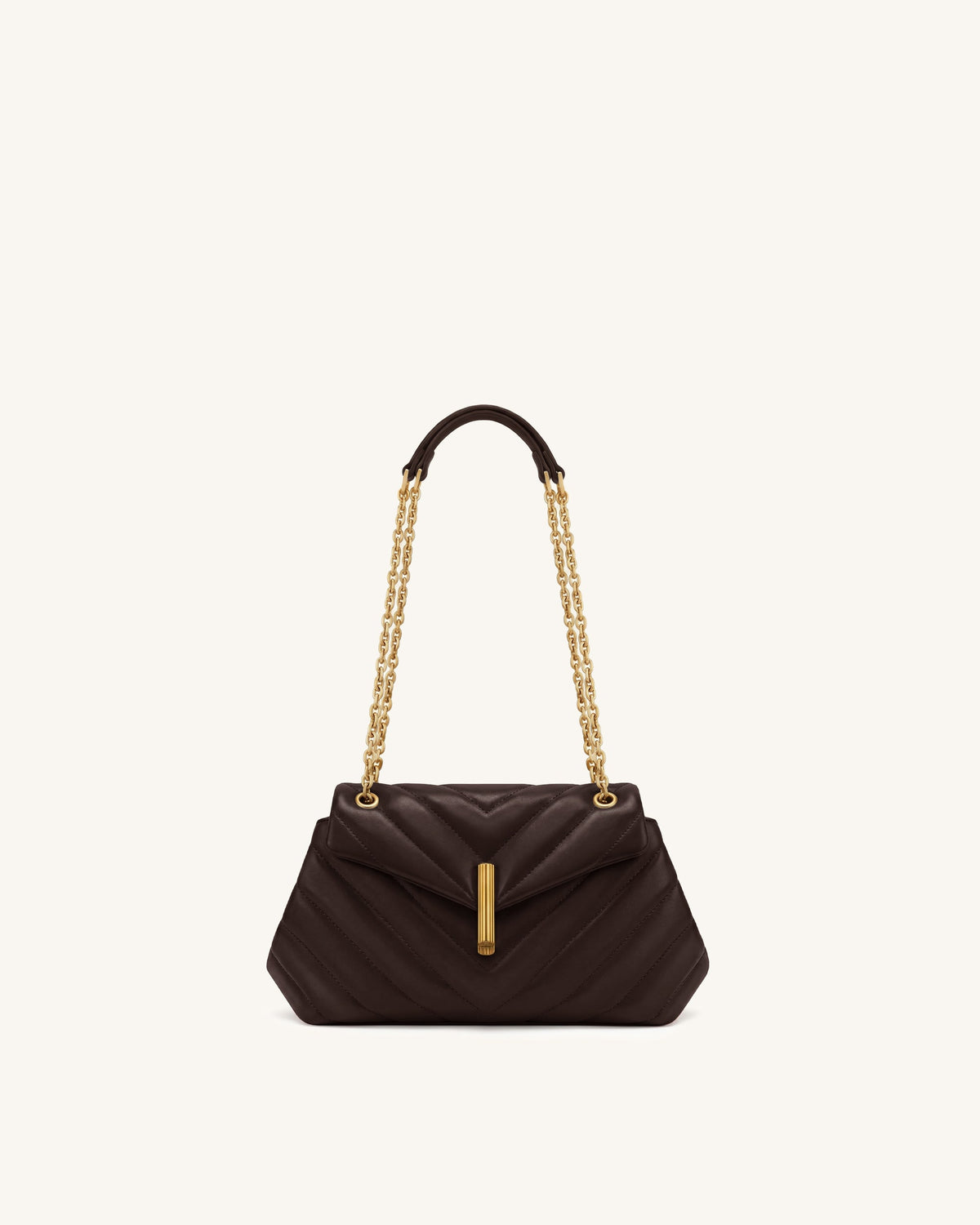 Valerie Quilted Chain Flap Shoulder Bag - Dark Brown | JW PEI