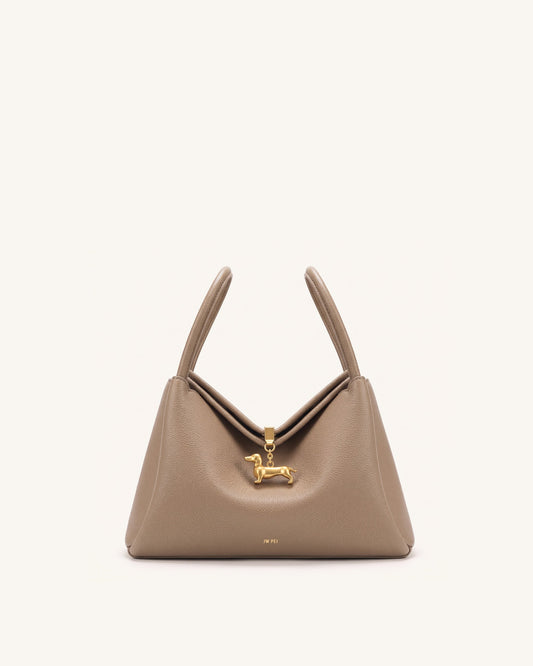 Maelle Dachshund Charm Double Handle Bag - Dark Khaki | JW PEI