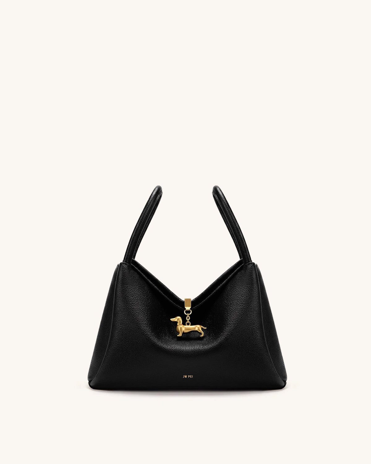Maelle Dachshund Charm Double Handle Bag - Black | JW PEI
