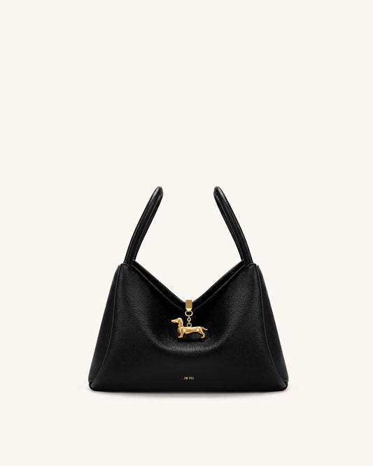Maelle Dachshund Charm Double Handle Bag - Black | JW PEI