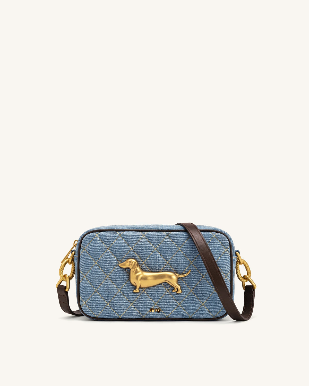 Riley Dachshund Quilted Shoulder Bag - Light Blue Denim | JW PEI