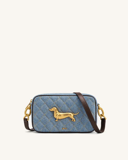 Riley Dachshund Quilted Shoulder Bag - Light Blue Denim | JW PEI