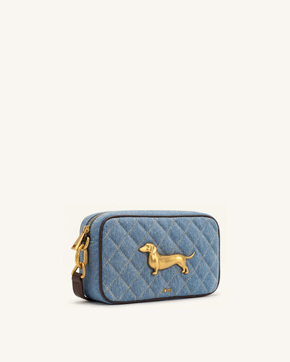Riley Dachshund Quilted Shoulder Bag - Light Blue Denim | JW PEI