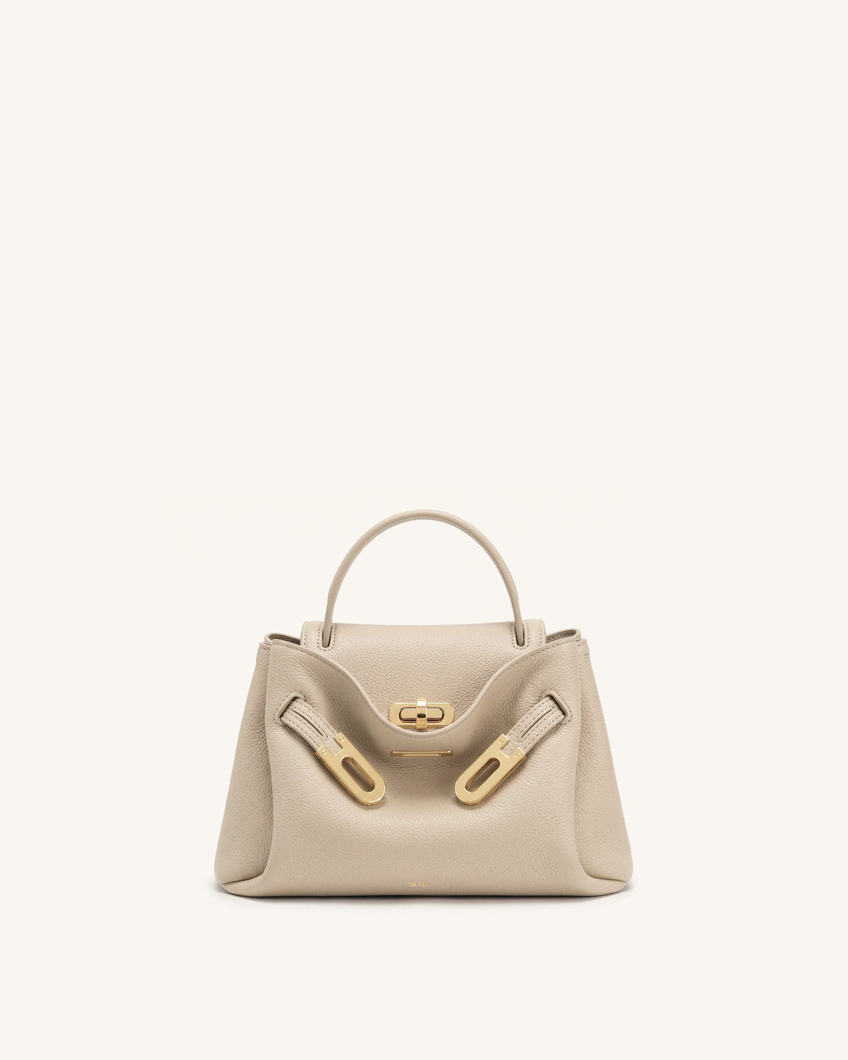 Rhea Small Pebbled Double Buckle Shoulder Bag - Sand | JW PEI