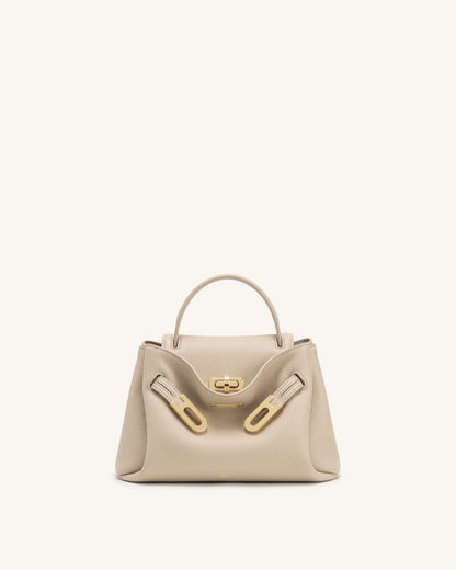 Rhea Small Pebbled Double Buckle Shoulder Bag - Sand | JW PEI