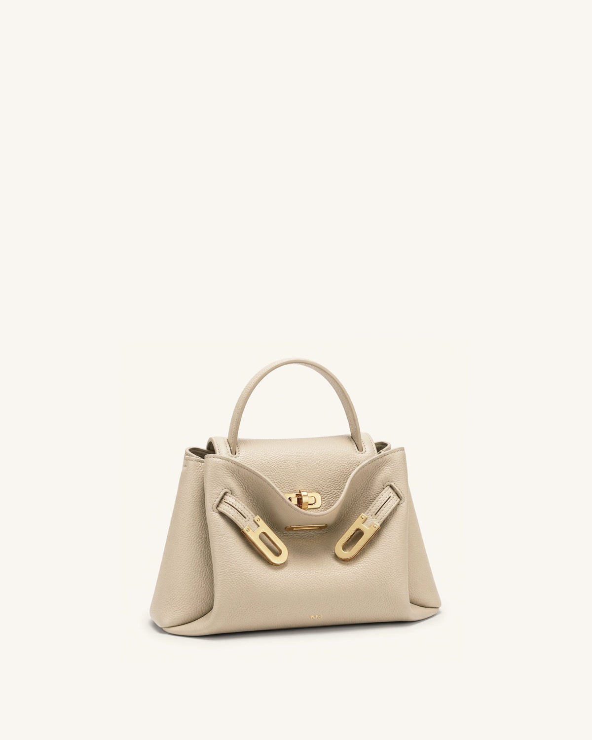 Rhea Small Pebbled Double Buckle Shoulder Bag - Sand | JW PEI