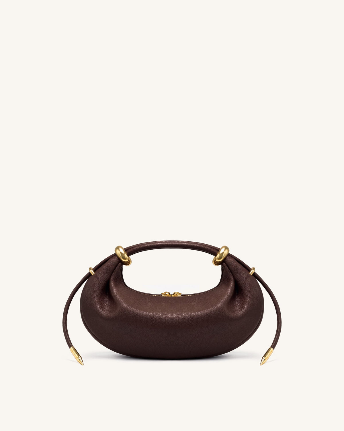 Ellie Metal Ring Embellished Crescent Top Handle Bag - Dark Brown | JW PEI