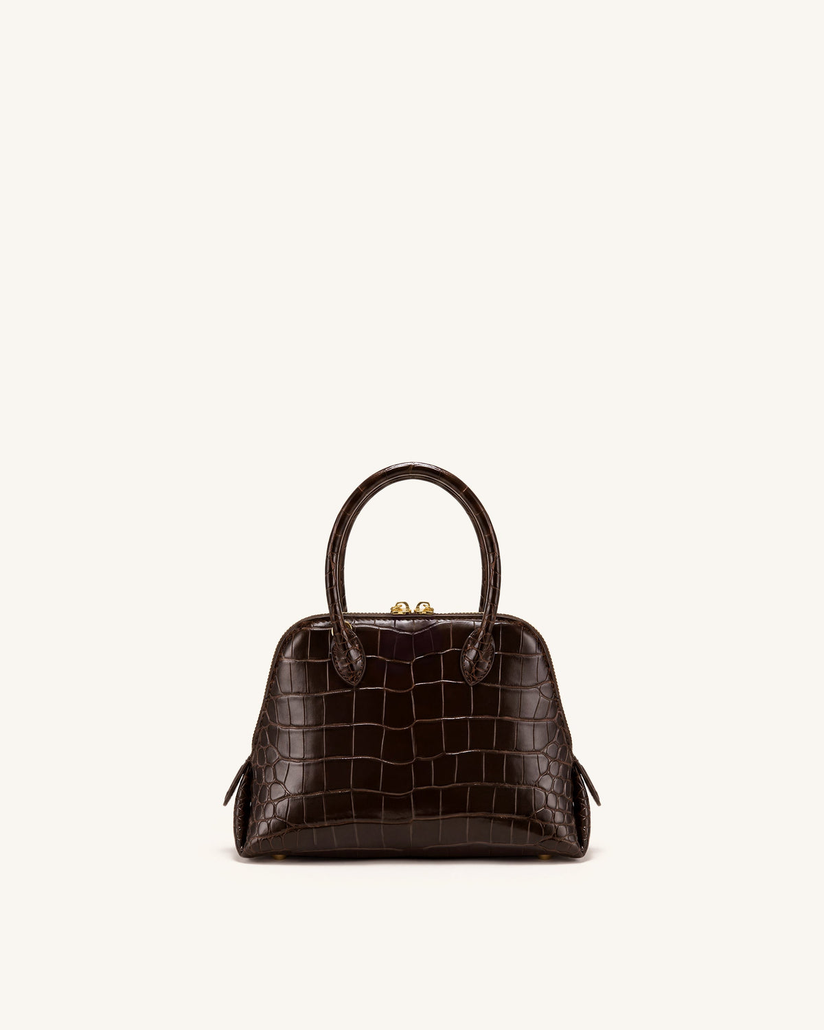 Nerina Structured Top Handle Bag - Dark Brown Croc | JW PEI