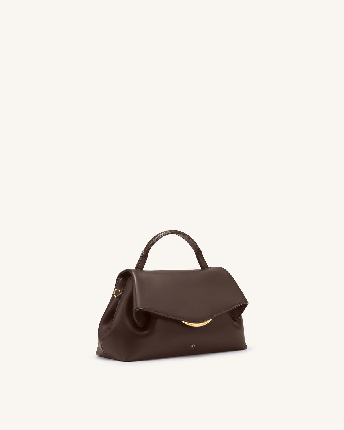 Nerissa Curved Flap Top Handle Bag - Dark Brown | JW PEI