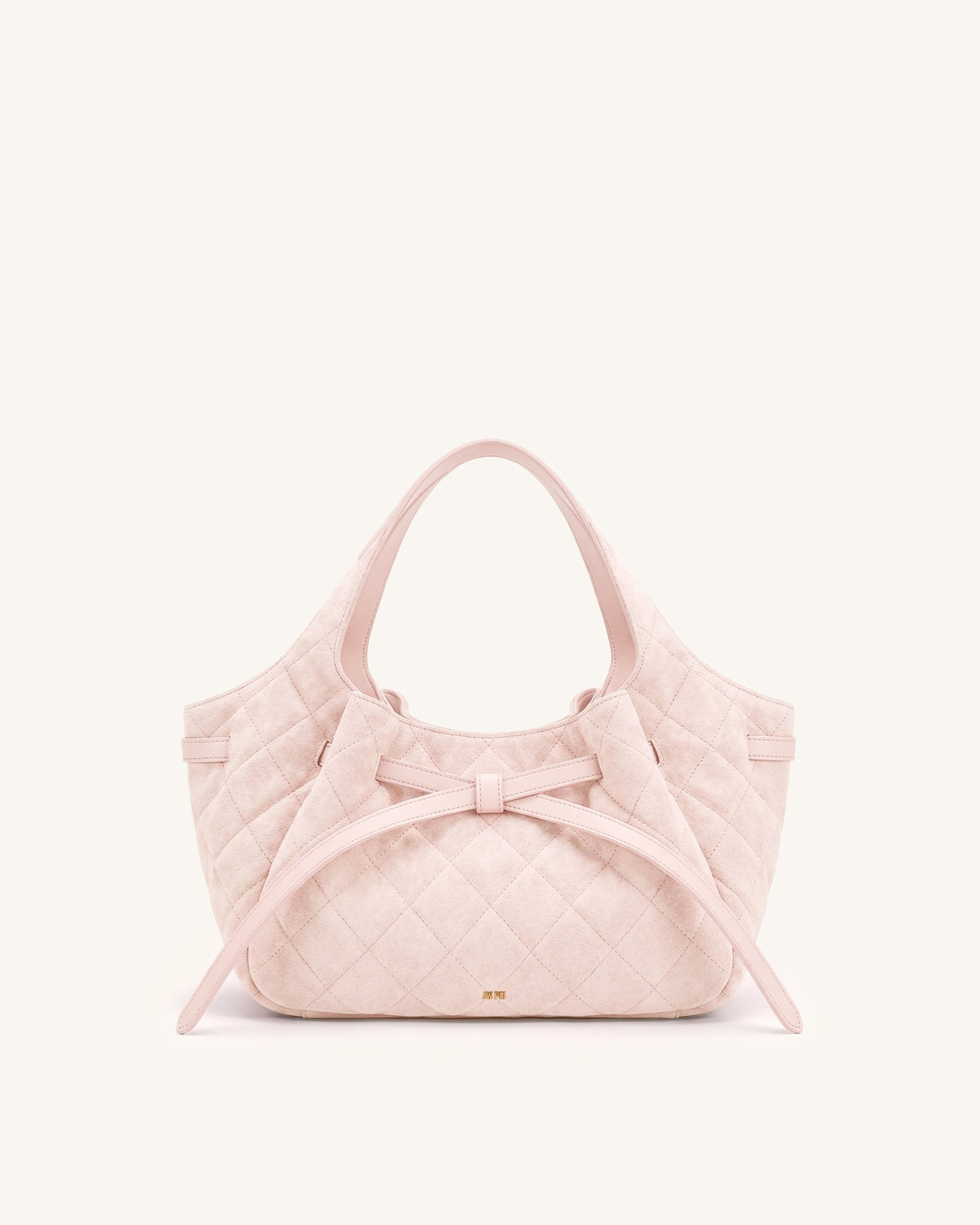Mabel Faux Suede Quilted Soft Bow Tote Bag - Light Pink | JW PEI