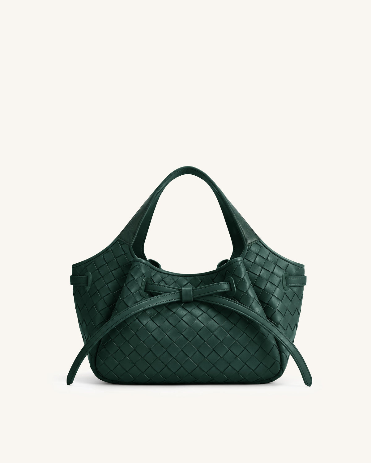 Mabel Woven Soft Bow Tote Bag - Dark Green | JW PEI