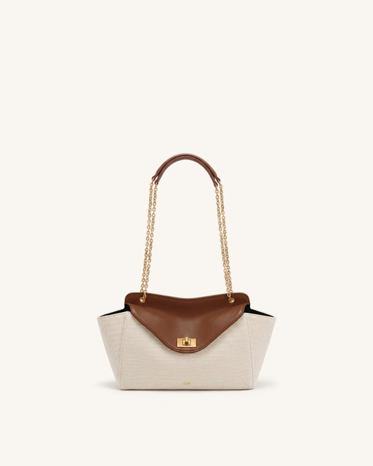 Lucia Envelope Chain Shoulder Bag - Brown Canvas | JW PEI