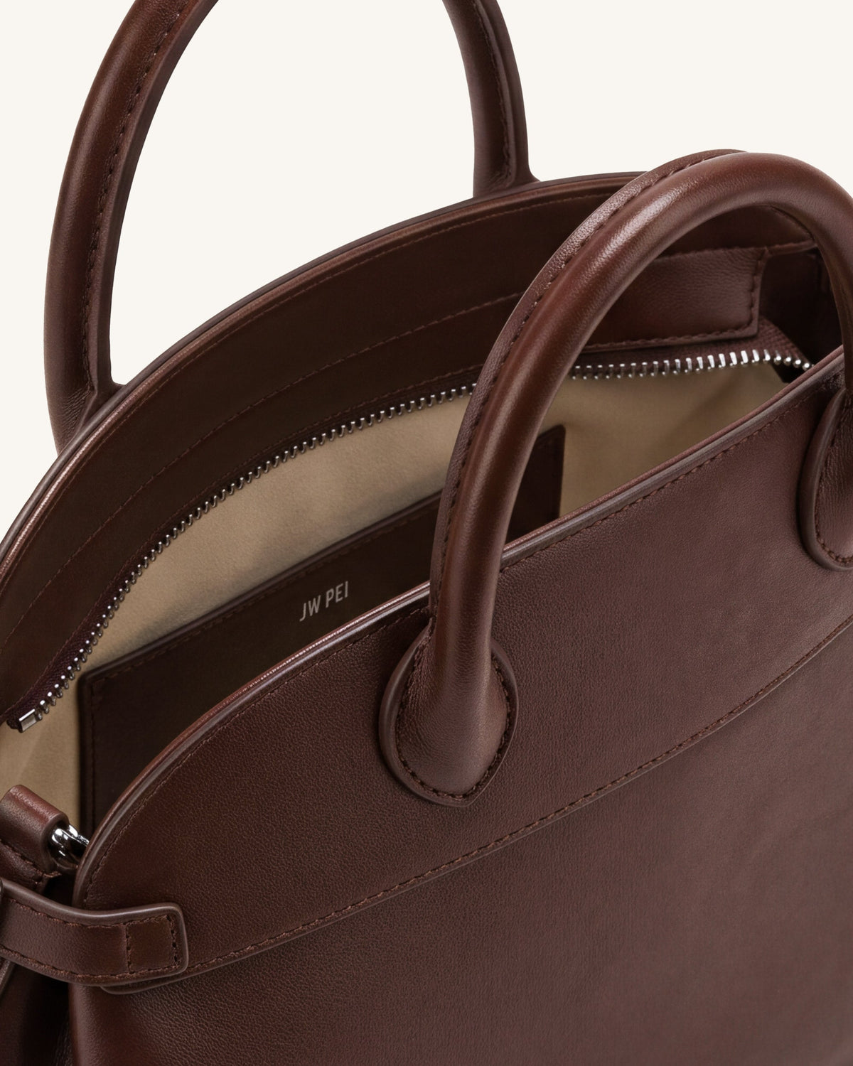 Arden Curved Top Handle Bag - Dark Brown | JW PEI