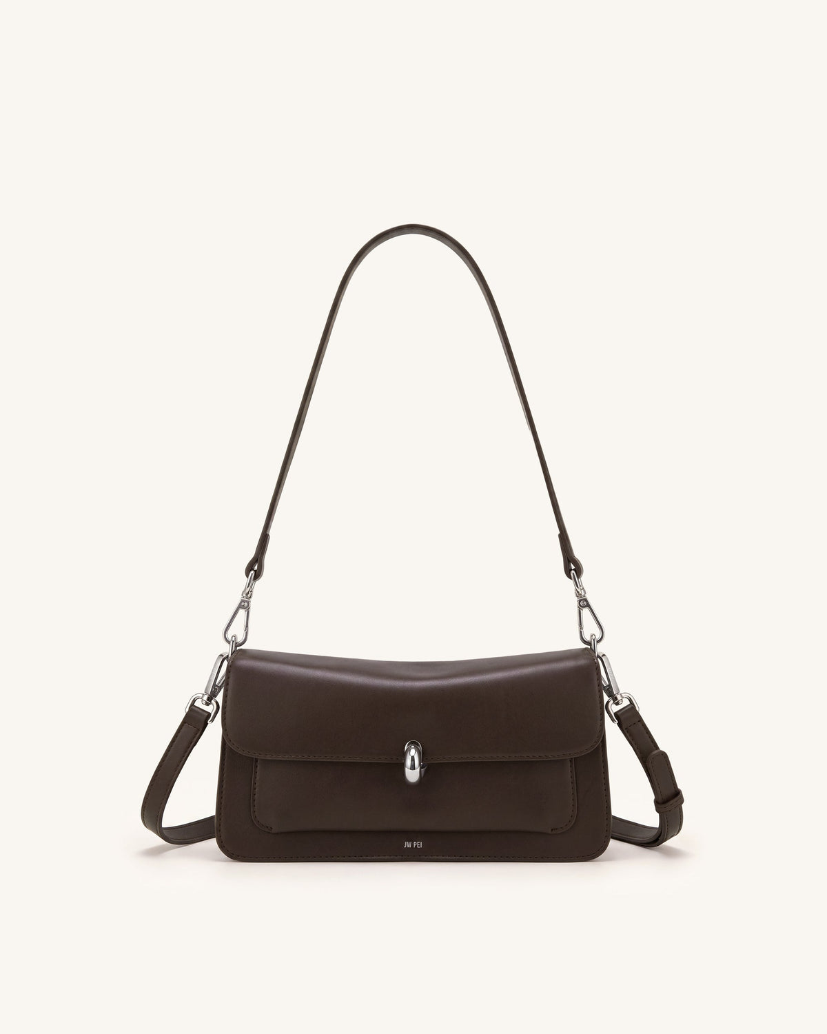 Amelie Front-Pocket Flap Shoulder Bag - Chocolate Brown | JW PEI