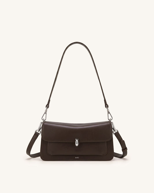 Amelie Front-Pocket Flap Shoulder Bag - Chocolate Brown | JW PEI