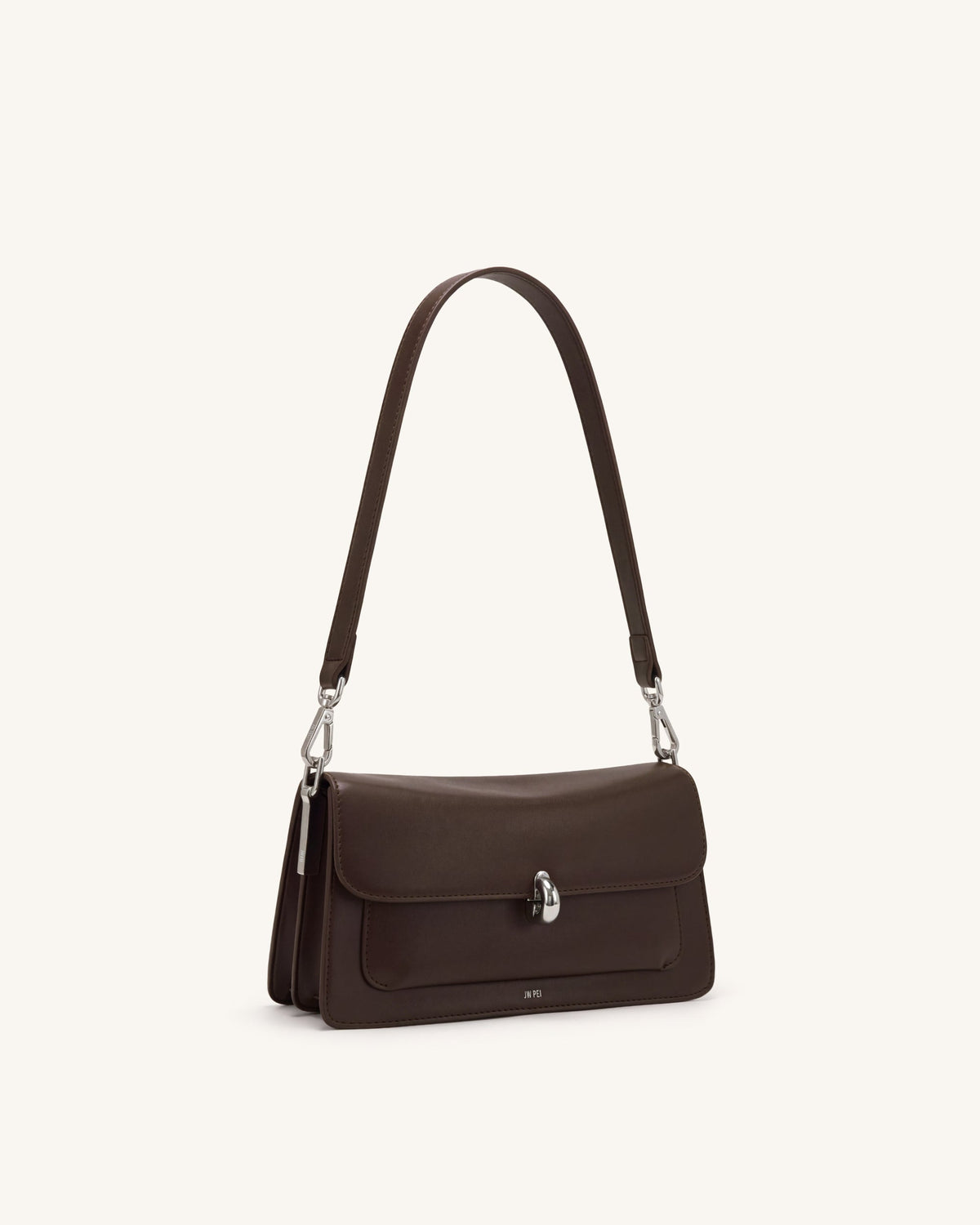 Amelie Front-Pocket Flap Shoulder Bag - Chocolate Brown | JW PEI