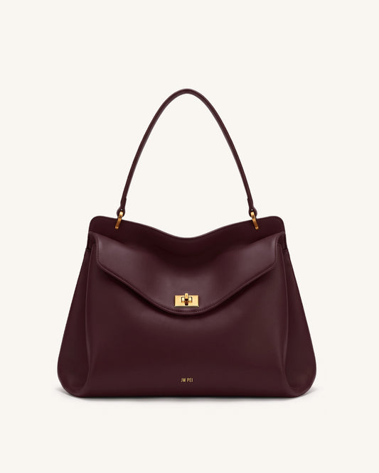 Lucia Turn-Lock Shoulder Bag - Deep Burgundy | JW PEI