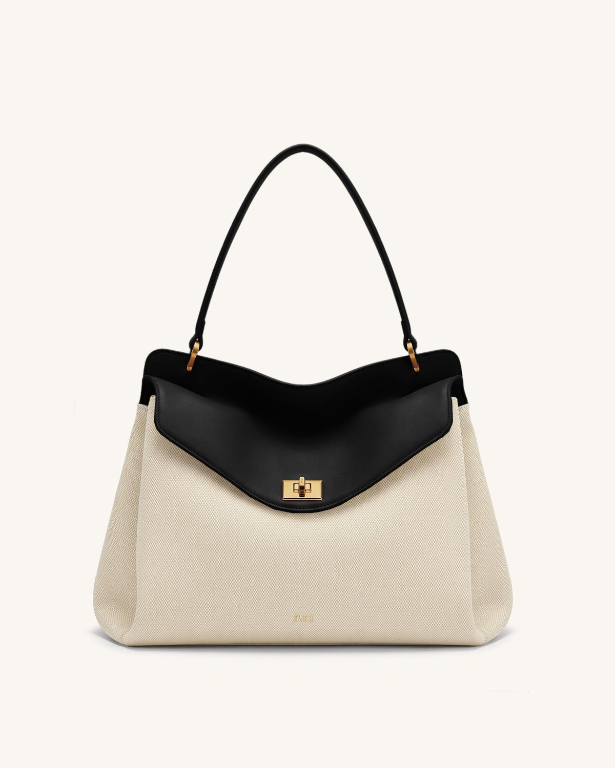 Lucia Turn-Lock Shoulder Bag - Black Canvas | JW PEI