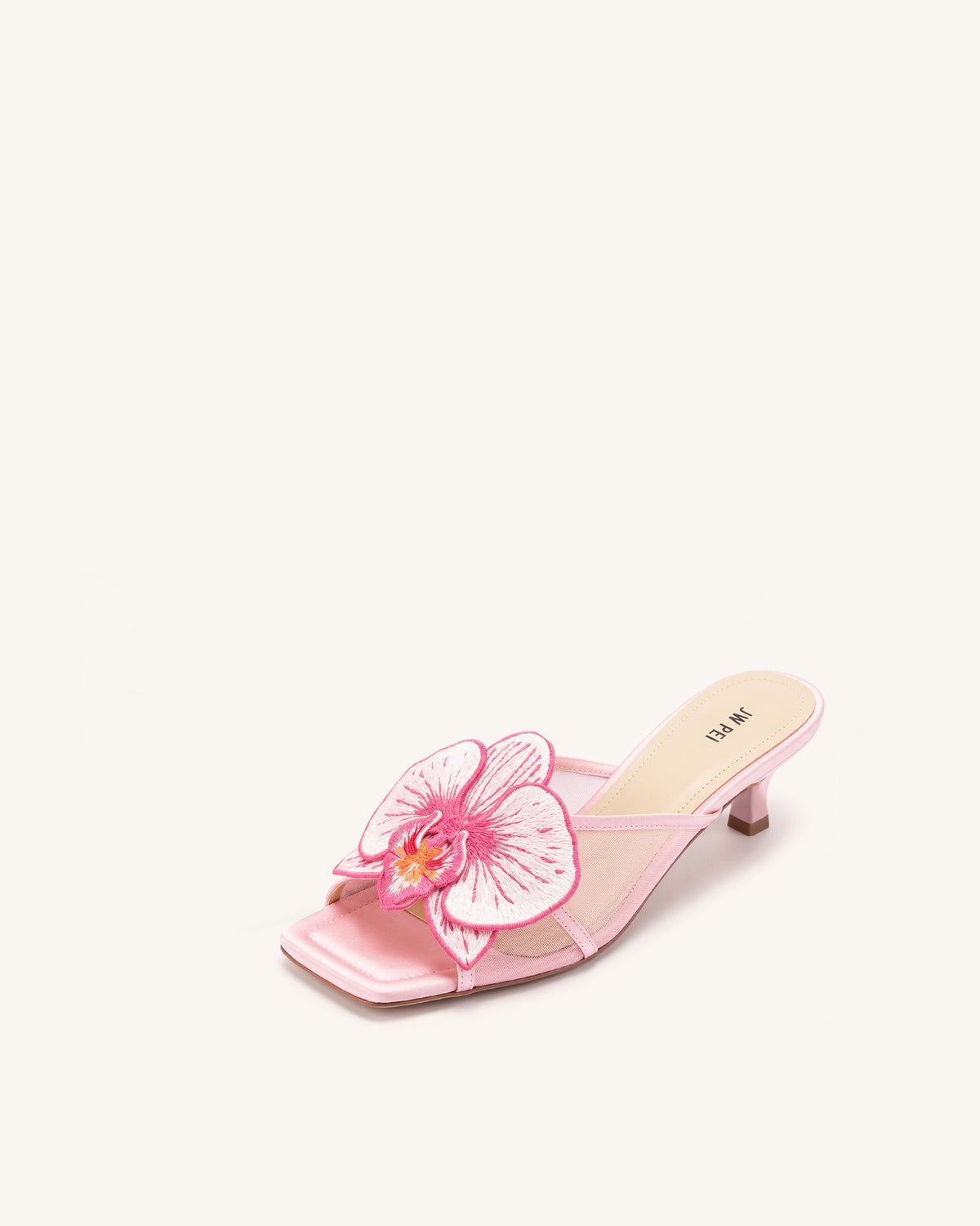Serena Oversized Orchid Embroidered Mules - Pink | JW PEI