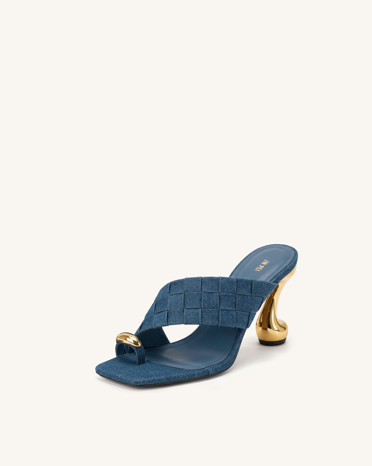 Noemi Square-Toe Woven Hardware Mules - Denim Blue | JW PEI
