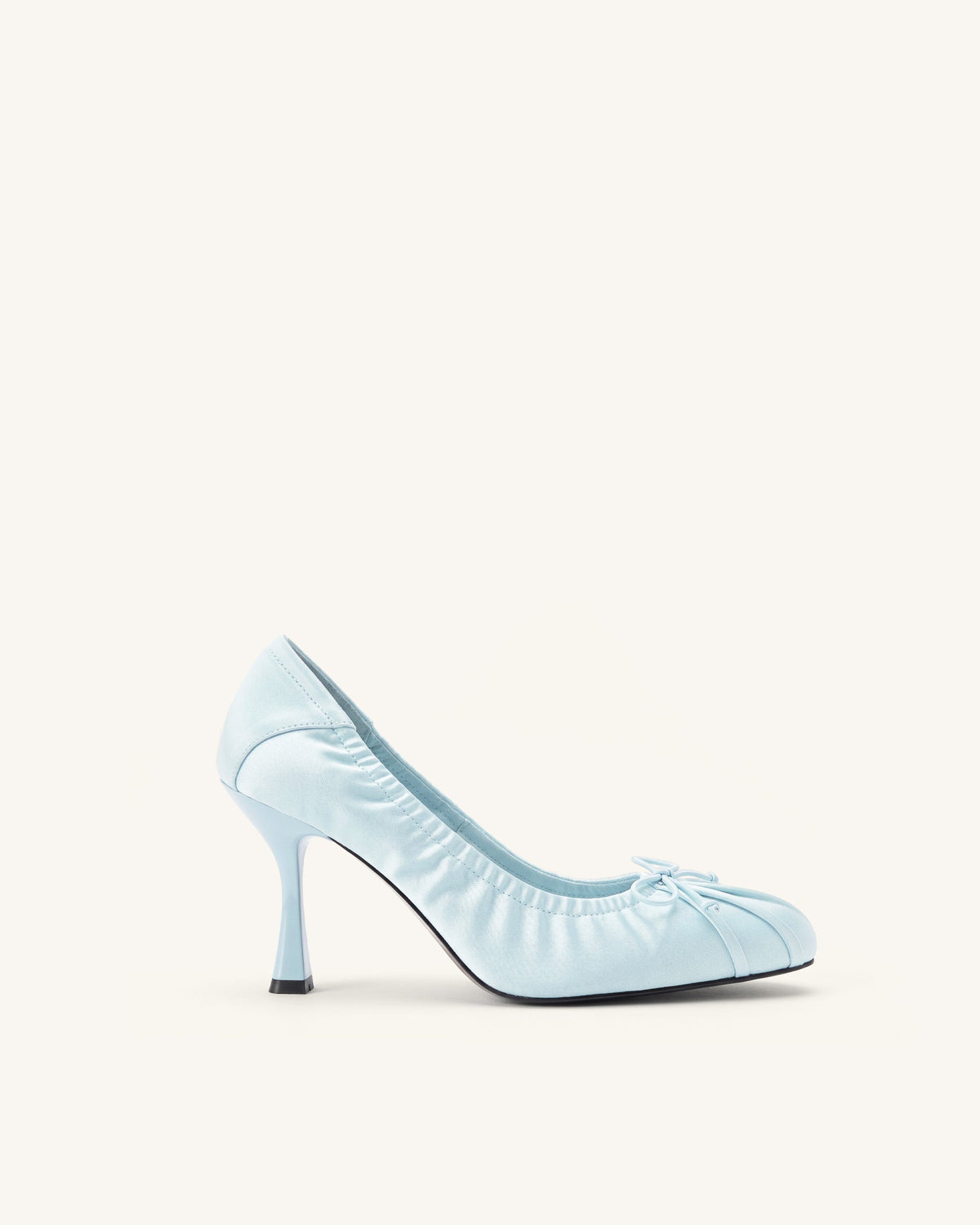 Solenne Satin Bow Ruched Pumps - Blue | JW PEI