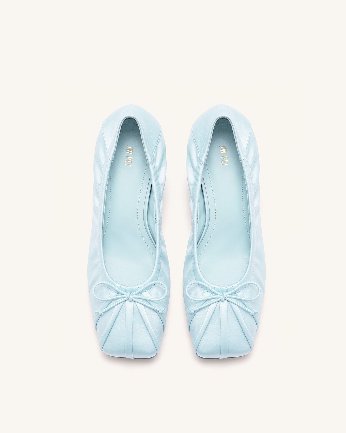 Solenne Satin Bow Ruched Pumps - Blue | JW PEI