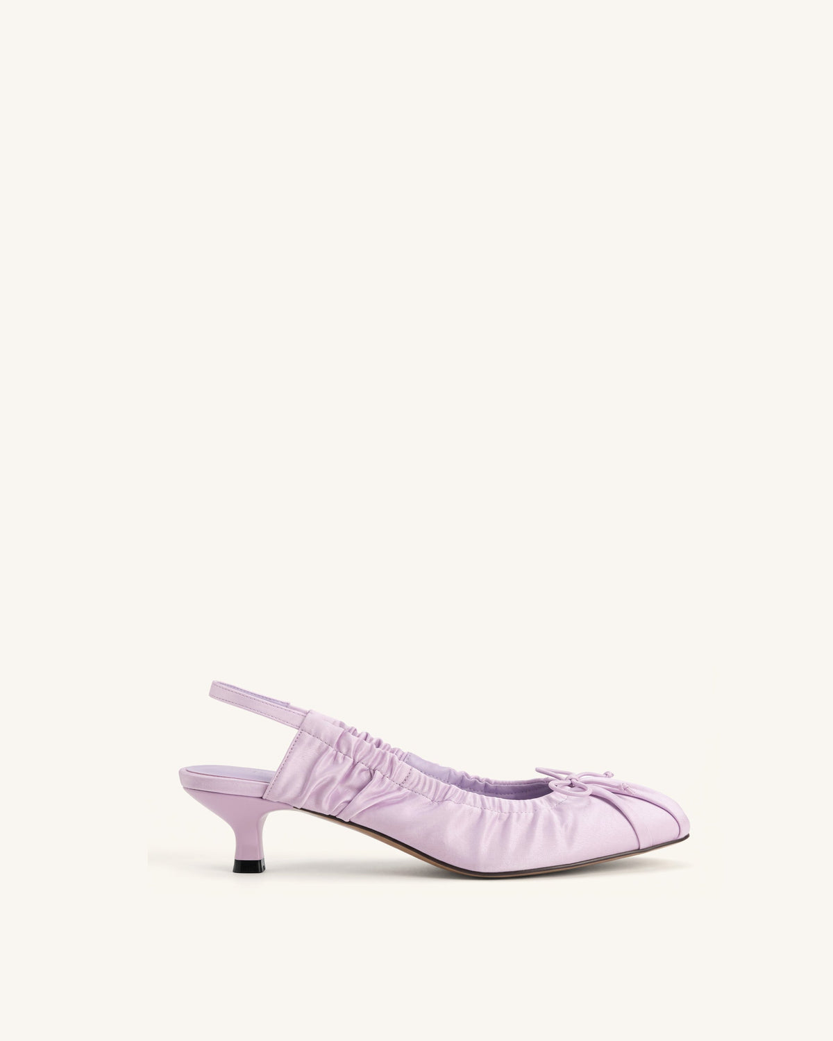 Solenne Satin Bow Ruched Slingback Pumps - Purple | JW PEI