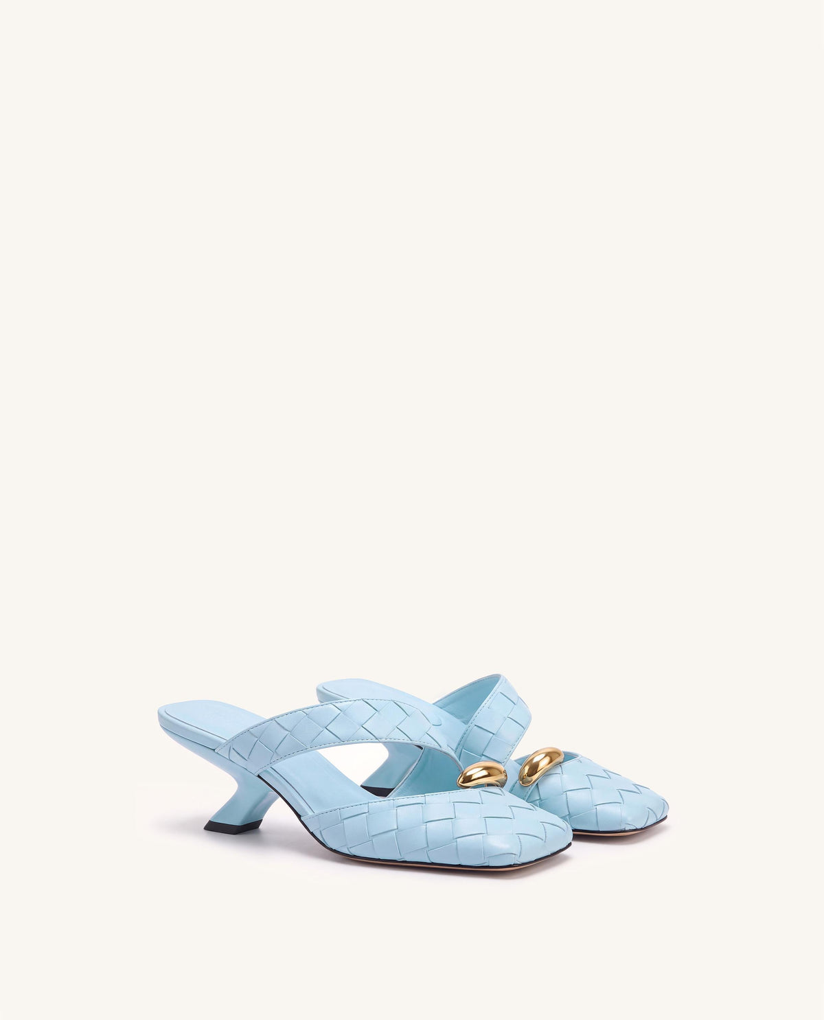 Noemi Woven Hardware Closed-Toe Mules - Light Blue | JW PEI