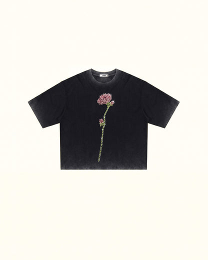 The Enchanted Rhinestone Rose Tee - Faded Black | JW PEI