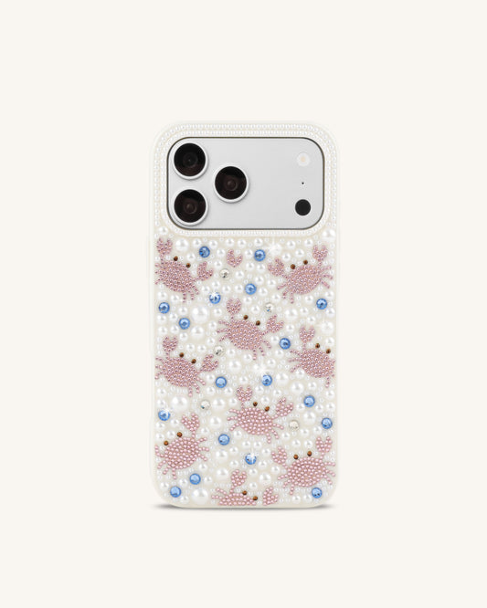 Crab Pattern Faux Pearl Phone Case - White | JW PEI