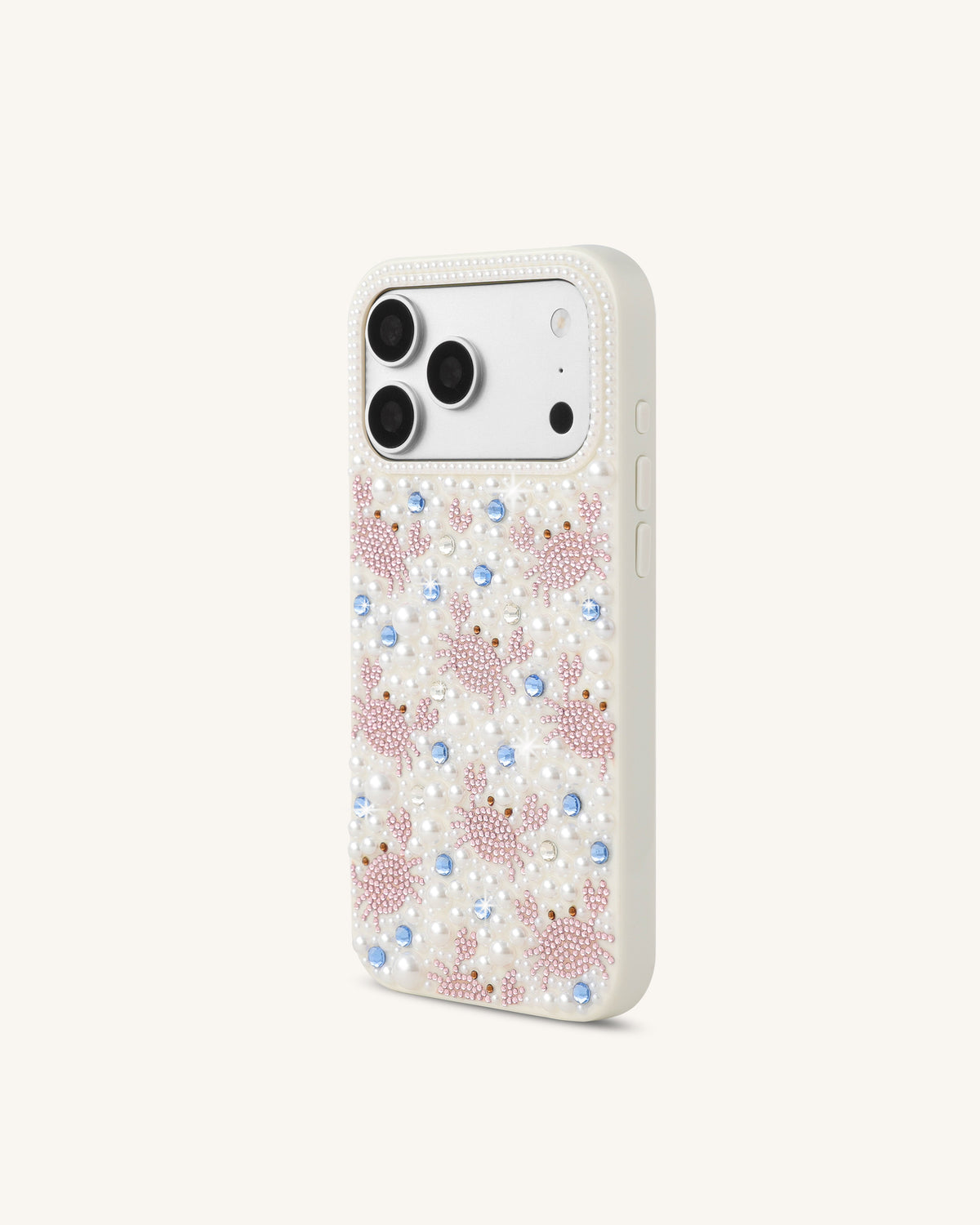 Crab Pattern Faux Pearl Phone Case - White | JW PEI